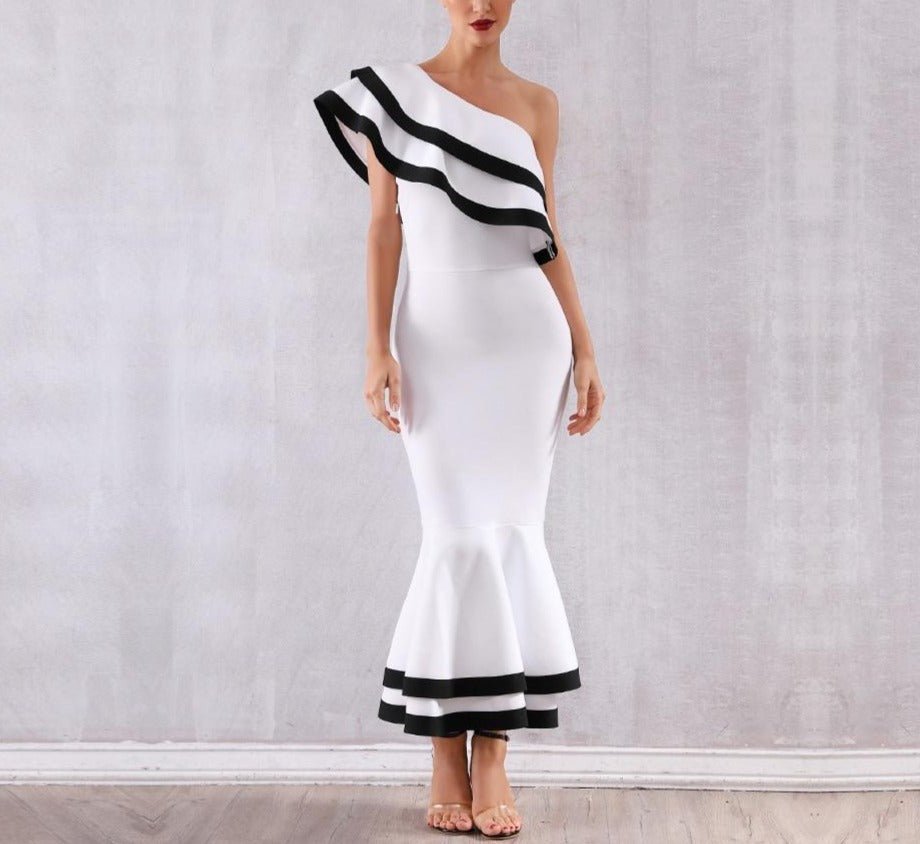 Bandage One Shoulder Evening Party Dress - Mscooco.co.uk
