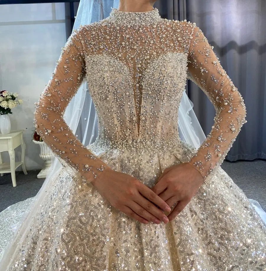 Beading Pearls Design Bridal Dress - Mscooco.co.uk