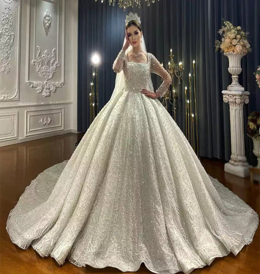 Beautiful Luxury Pearls Wedding Dress - Mscooco.co.uk