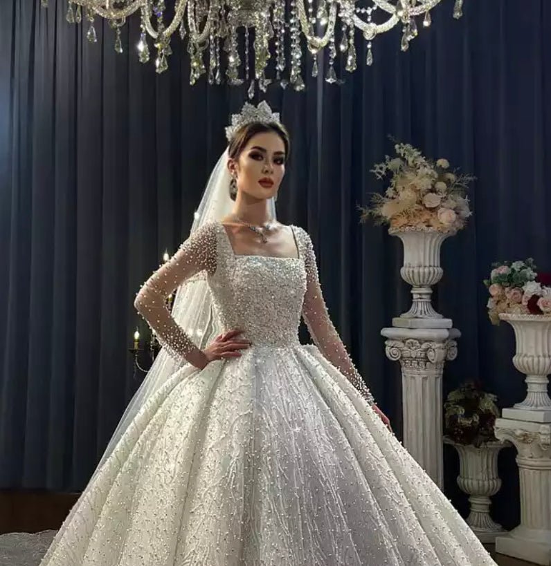 Beautiful Luxury Pearls Wedding Dress - Mscooco.co.uk