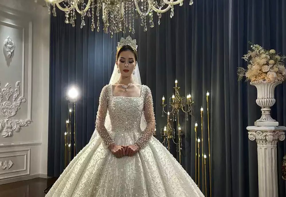 Beautiful Luxury Pearls Wedding Dress - Mscooco.co.uk