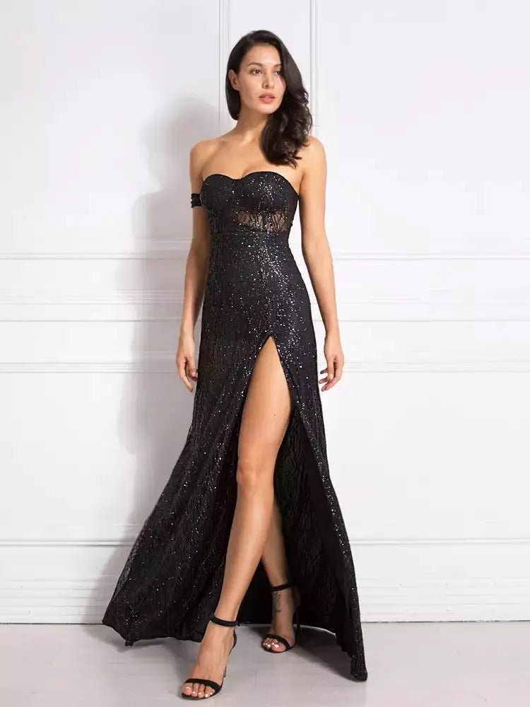 Black Glittered Maxi Dress - Mscooco.co.uk