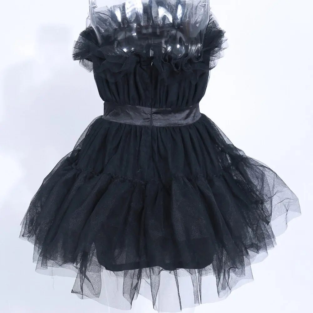 Black Mesh Backless Sexy Short Dress - Mscooco.co.uk