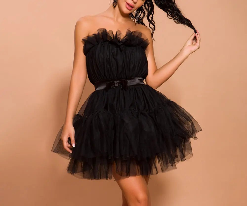 Black Mesh Backless Sexy Short Dress - Mscooco.co.uk