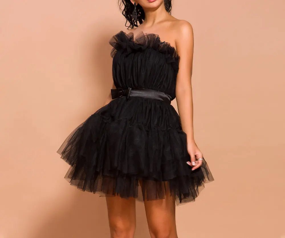 Black Mesh Backless Sexy Short Dress - Mscooco.co.uk