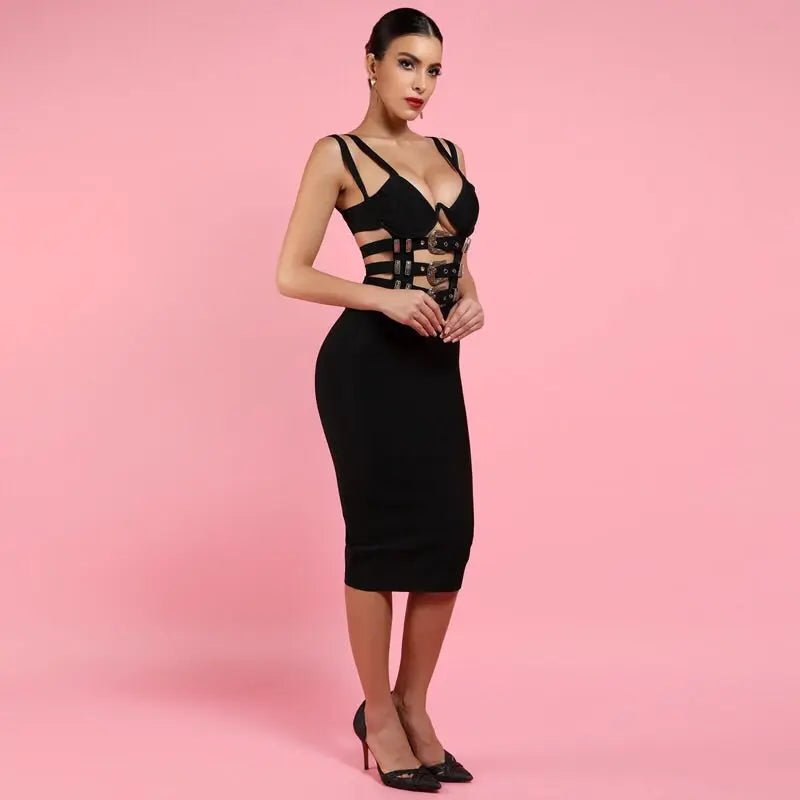Black Sexy Sashes Bodycon Dress - Mscooco.co.uk
