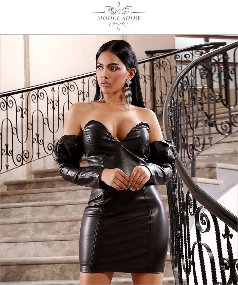 Black V Neck Long Sleeve Zipper Celebrity Dress - Mscooco.co.uk