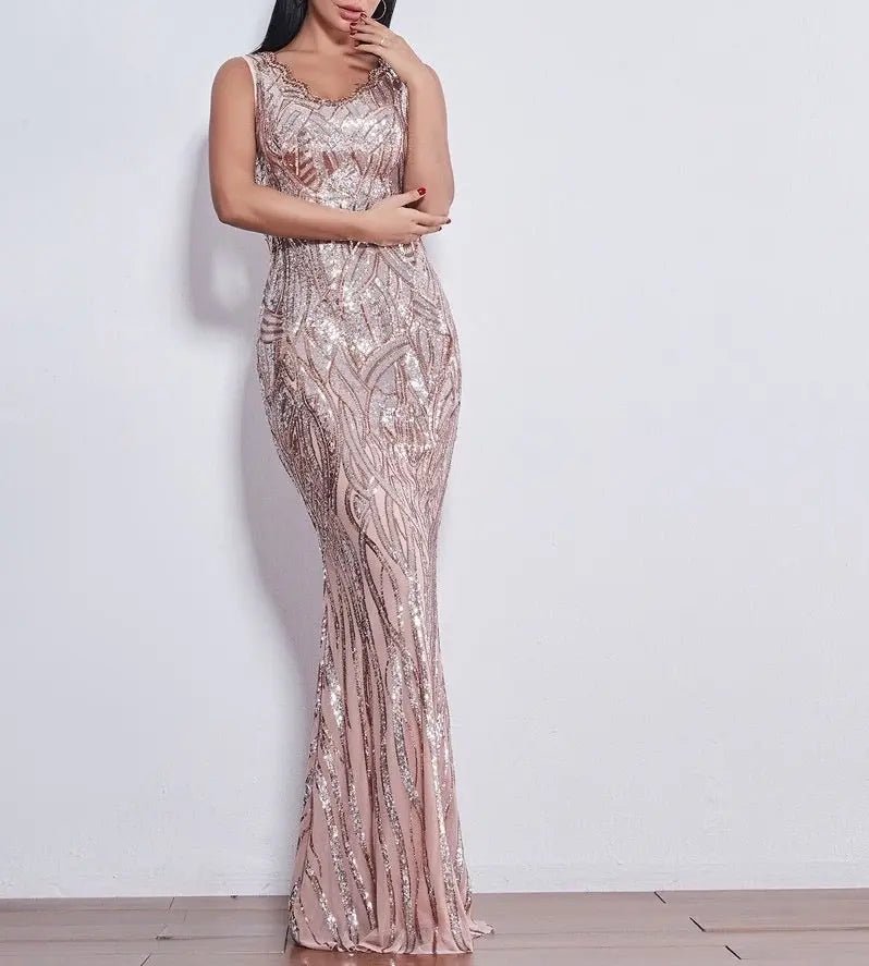 Caily Sleeveless Sequins Evening dress - Mscooco.co.uk