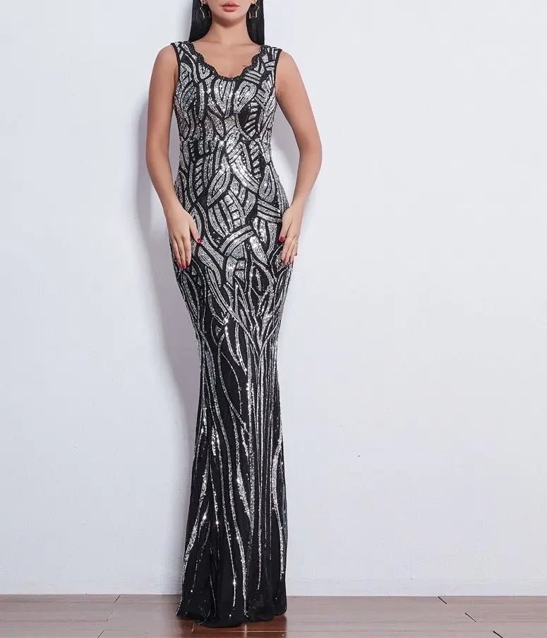 Caily Sleeveless Sequins Evening dress - Mscooco.co.uk