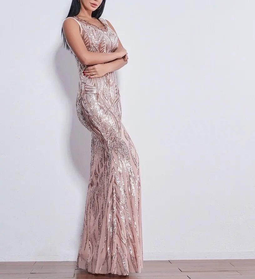 Caily Sleeveless Sequins Evening dress - Mscooco.co.uk