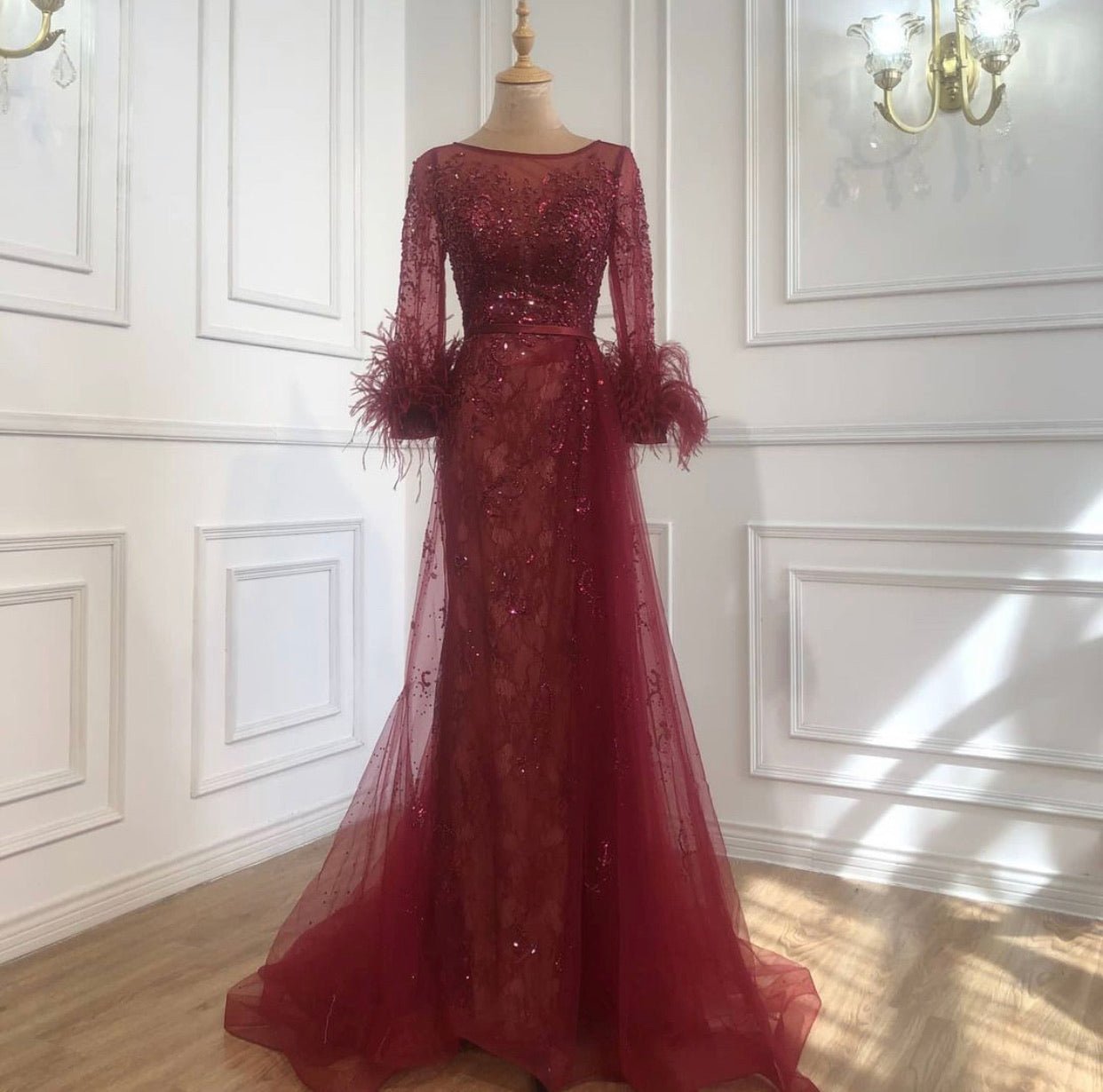 Celina Luxury Beading Embelished Mermaid Evening Dress - Mscooco.co.uk