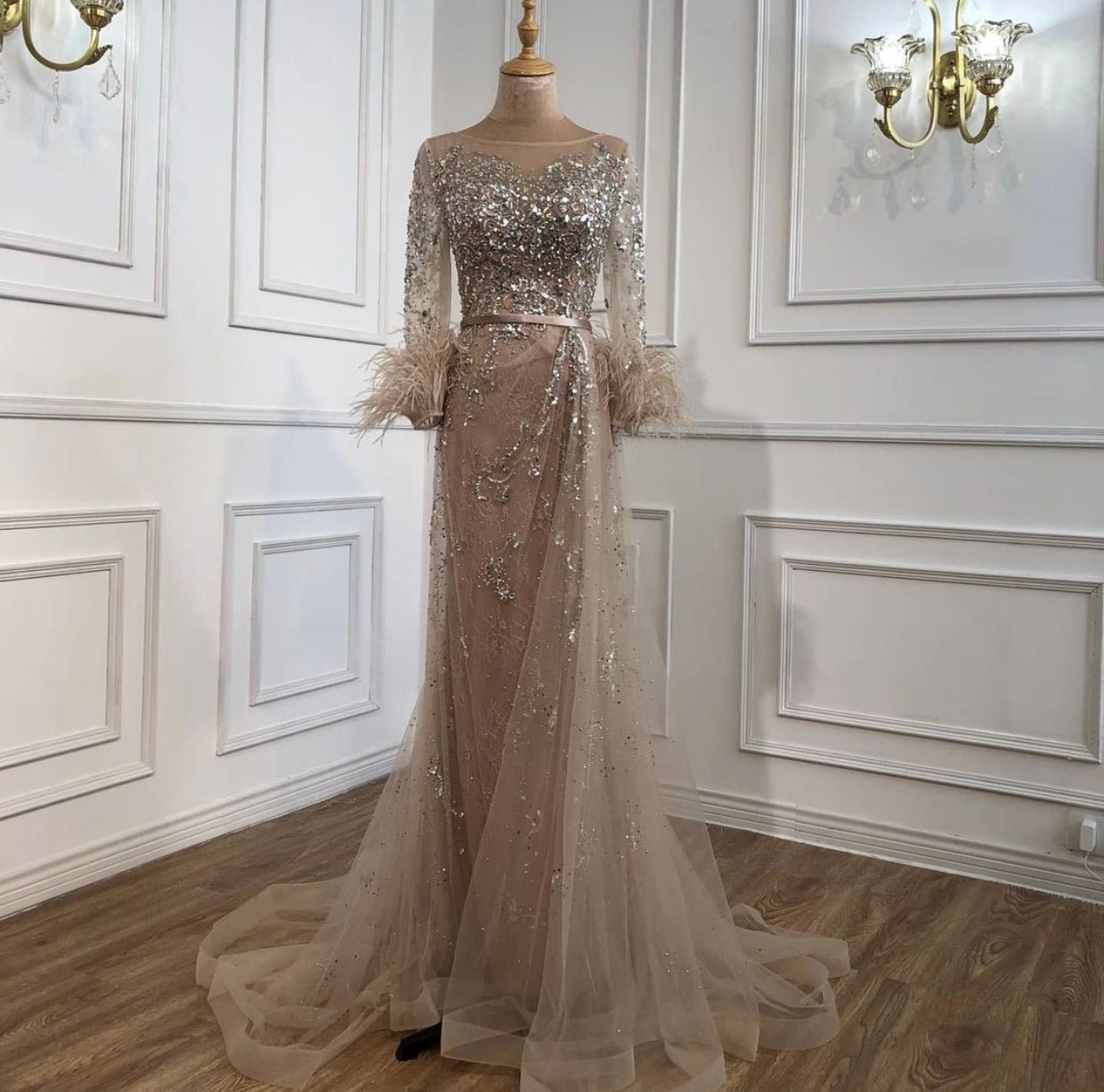 Celina Luxury Beading Embelished Mermaid Evening Dress - Mscooco.co.uk
