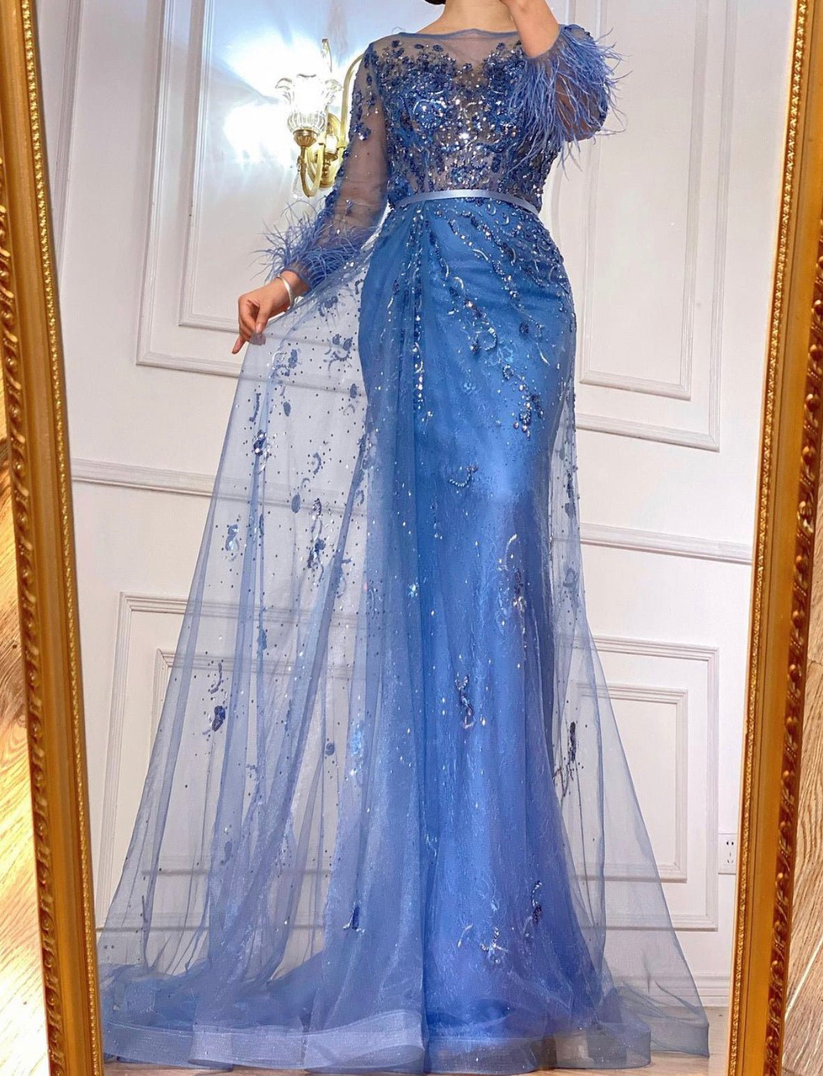 Celina Luxury Beading Embelished Mermaid Evening Dress - Mscooco.co.uk