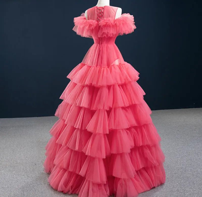 Claudia Tiered Perspective Tulle Formal Gown - Mscooco.co.uk