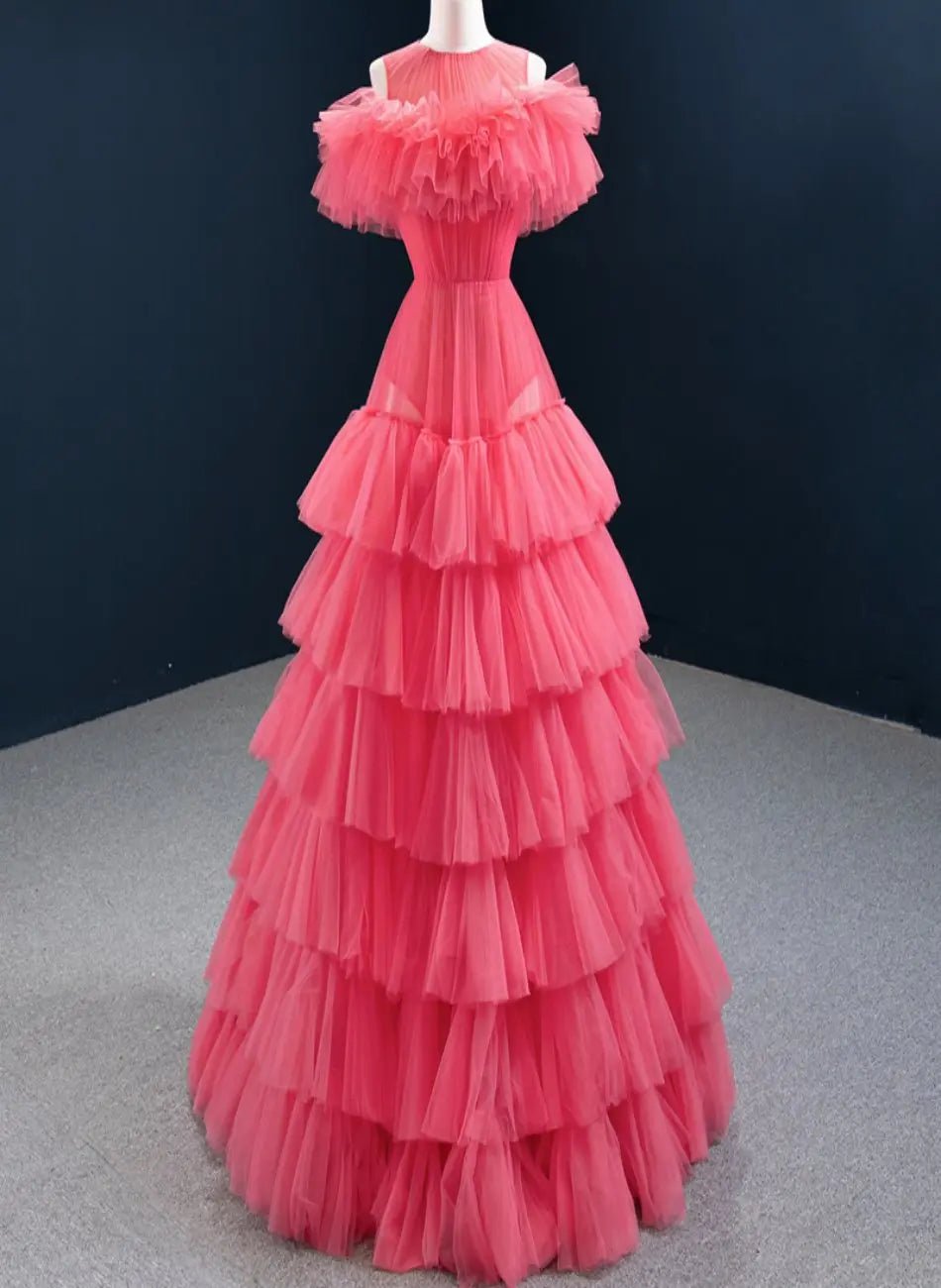 Claudia Tiered Perspective Tulle Formal Gown - Mscooco.co.uk
