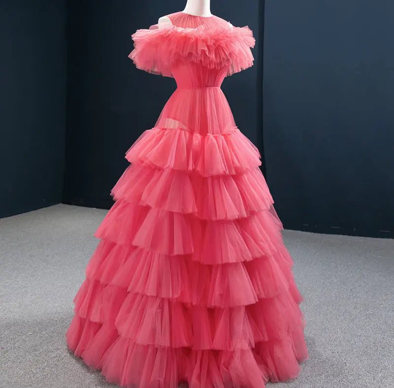 Claudia Tiered Perspective Tulle Formal Gown - Mscooco.co.uk