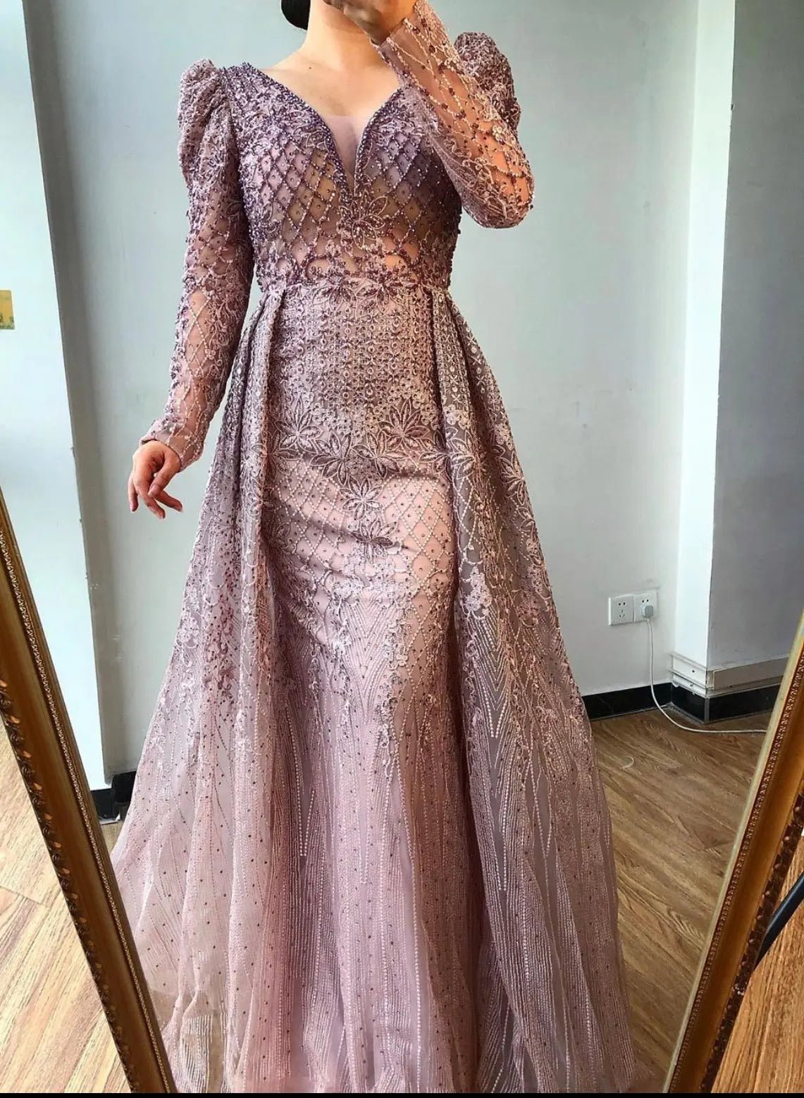 Danya Long Sleeves Beading Crystal Formal Dress - Mscooco.co.uk