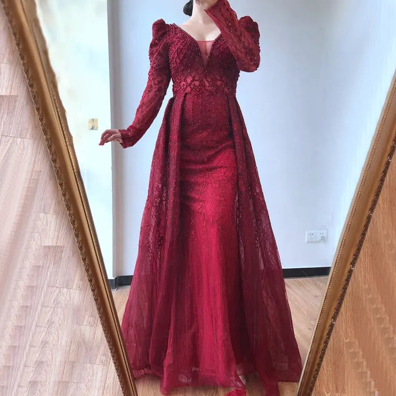 Danya Long Sleeves Beading Crystal Formal Dress - Mscooco.co.uk