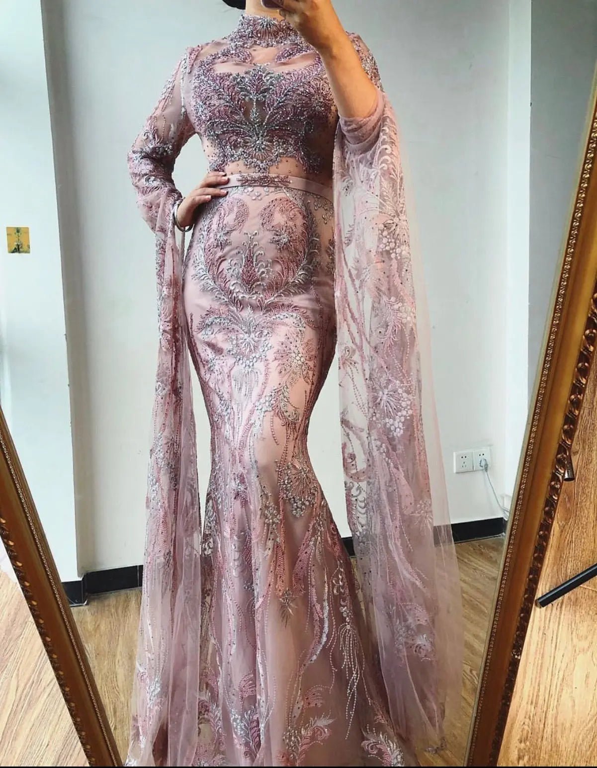 Della Long Sleeves Beading Formal Dress - Mscooco.co.uk