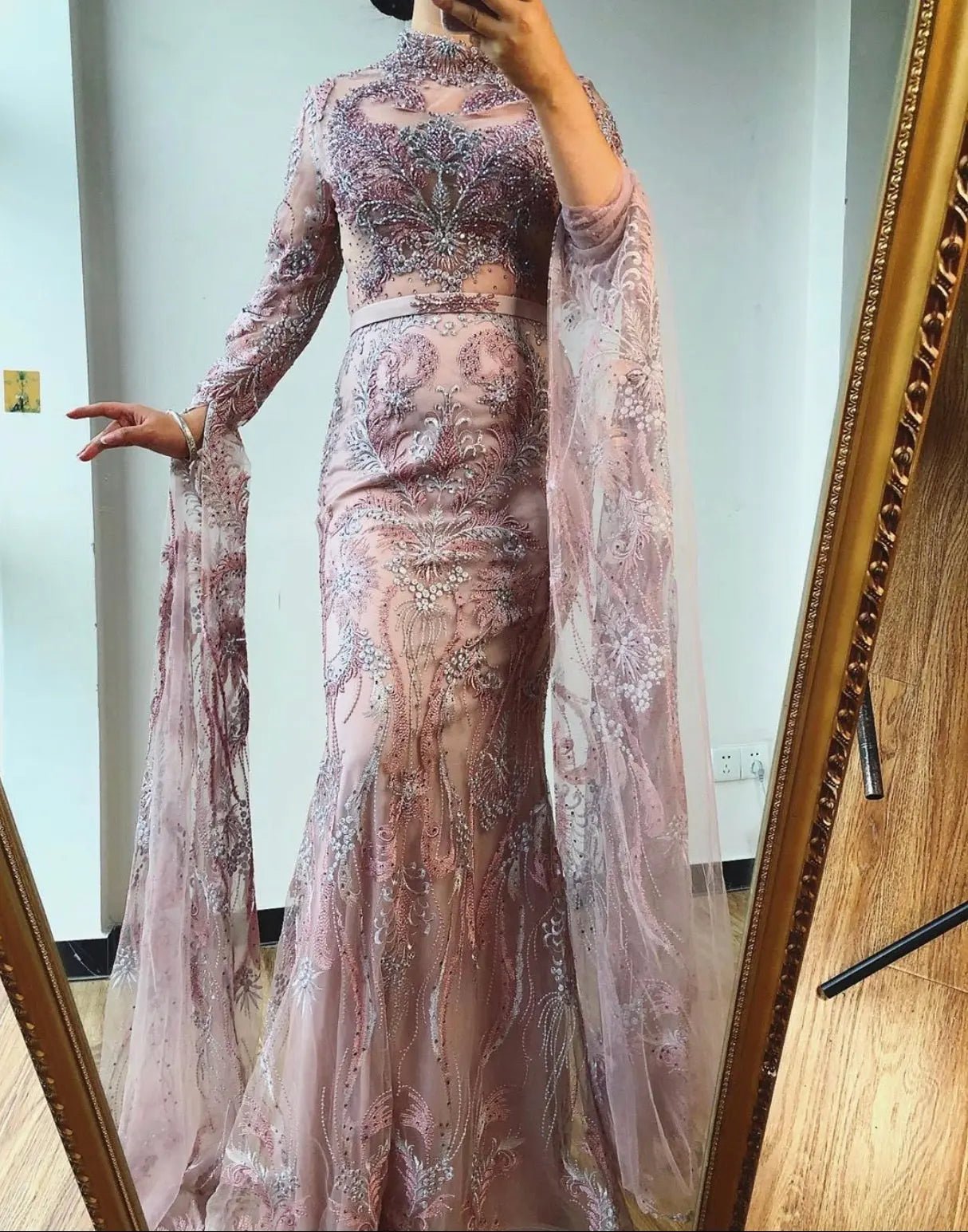Della Long Sleeves Beading Formal Dress - Mscooco.co.uk