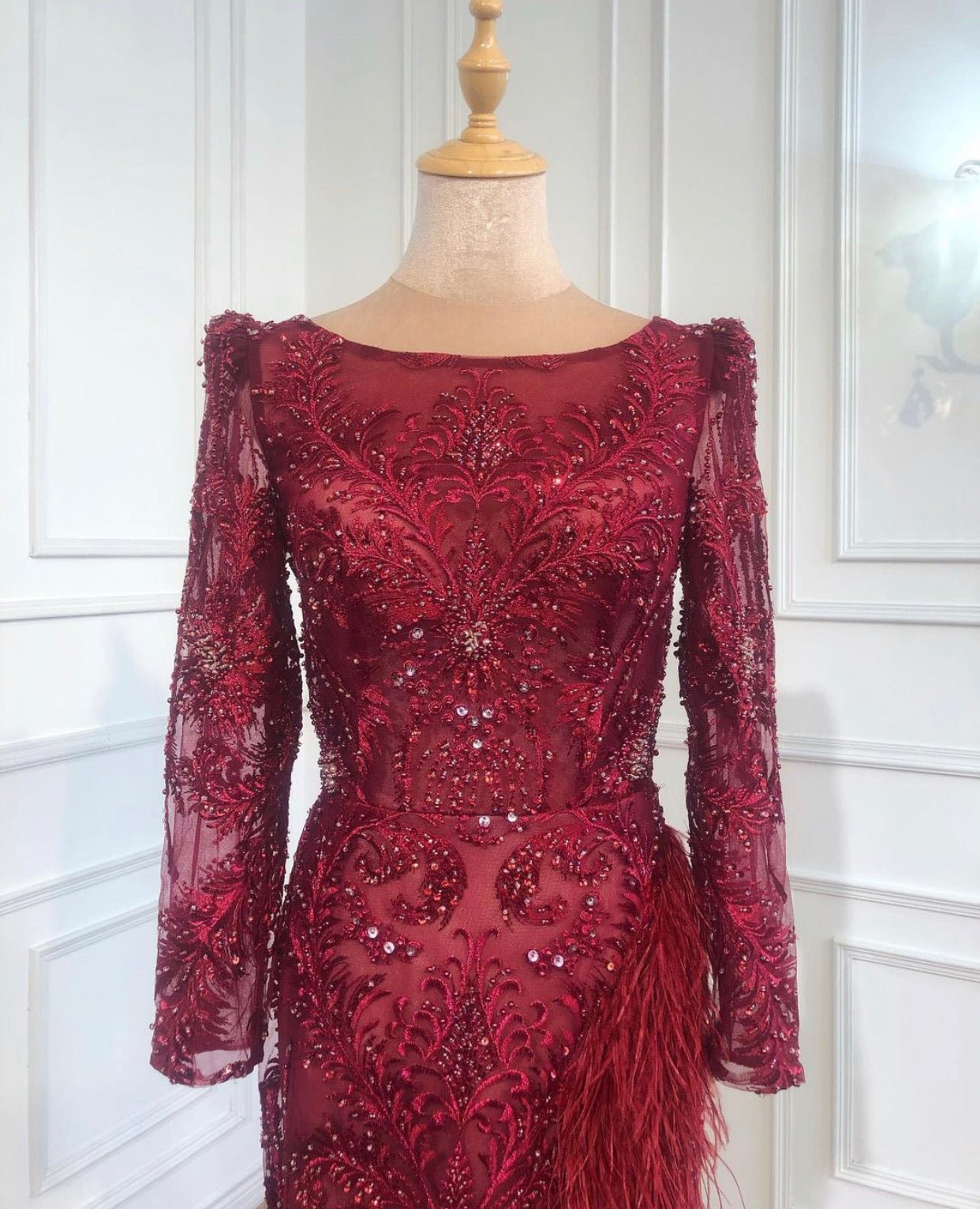 Doreen Elegant Beadings Feathers Formal Dress - Mscooco.co.uk
