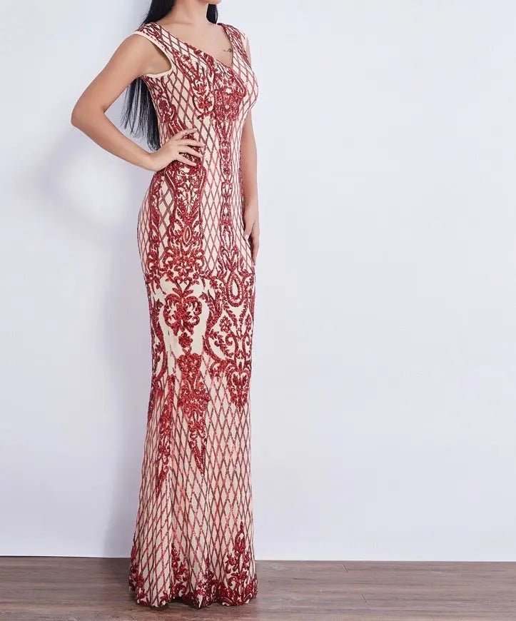 Effie Sleeveless Sequin Evening dress - Mscooco.co.uk