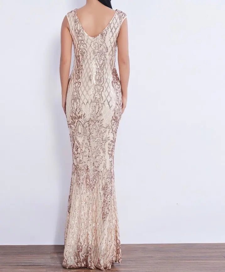 Effie Sleeveless Sequin Evening dress - Mscooco.co.uk
