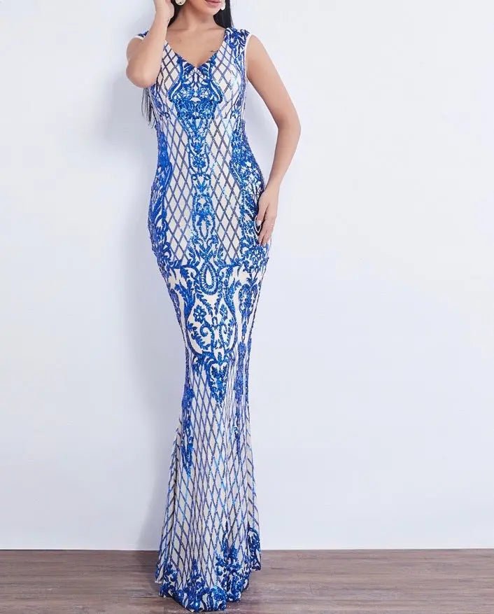 Effie Sleeveless Sequin Evening dress - Mscooco.co.uk