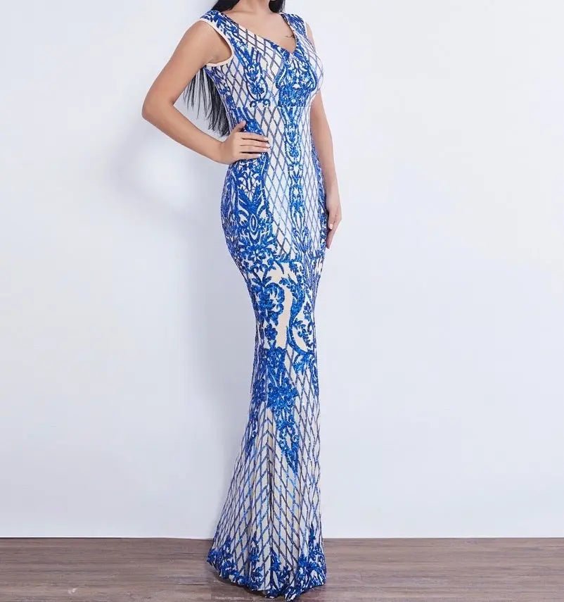 Effie Sleeveless Sequin Evening dress - Mscooco.co.uk