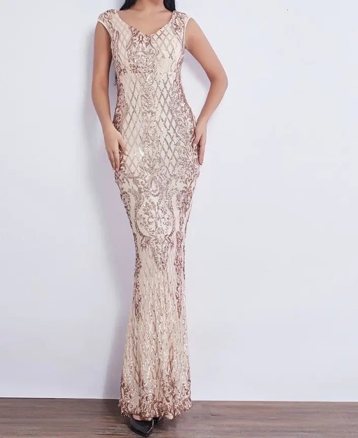 Effie Sleeveless Sequin Evening dress - Mscooco.co.uk