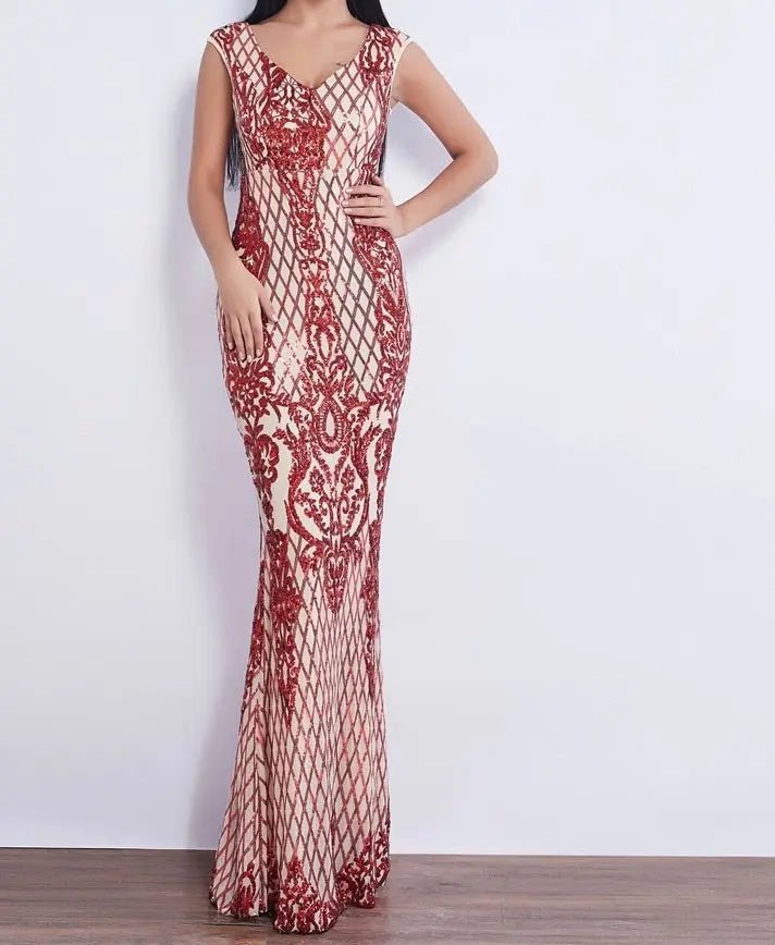 Effie Sleeveless Sequin Evening dress - Mscooco.co.uk