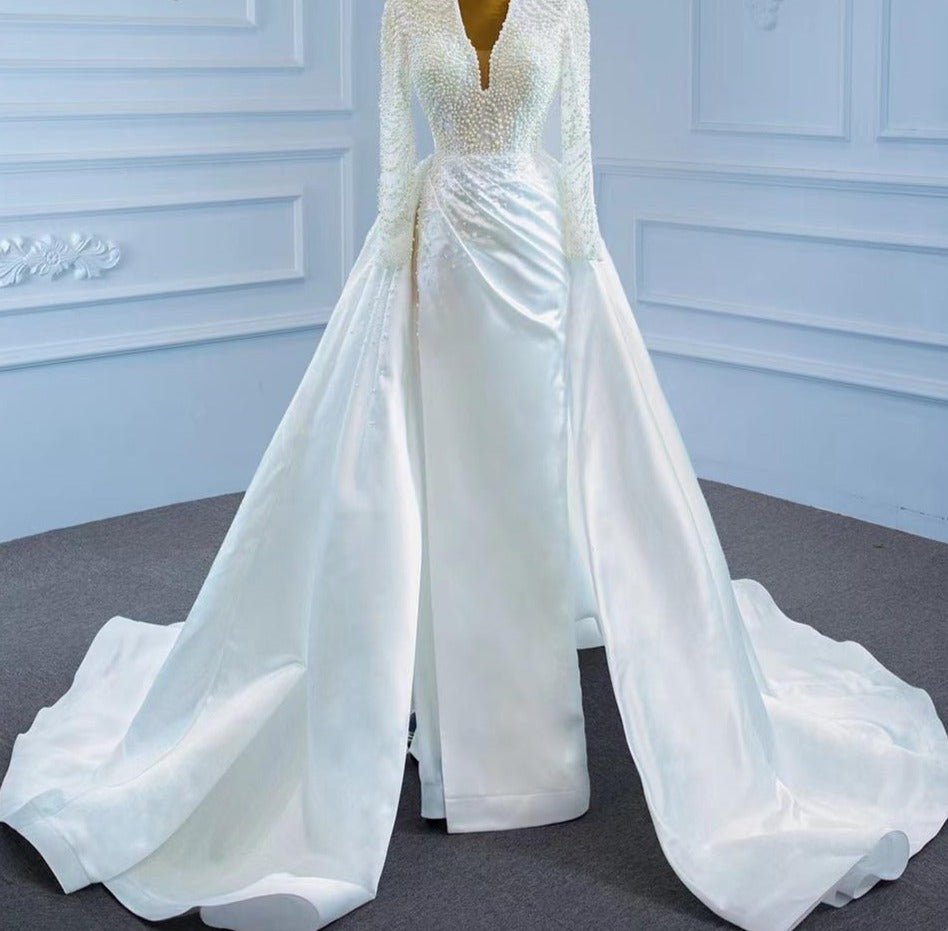 Elegant Pearls Luxury Bridal Dress - Mscooco.co.uk