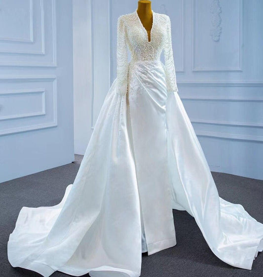 Elegant Pearls Luxury Bridal Dress - Mscooco.co.uk