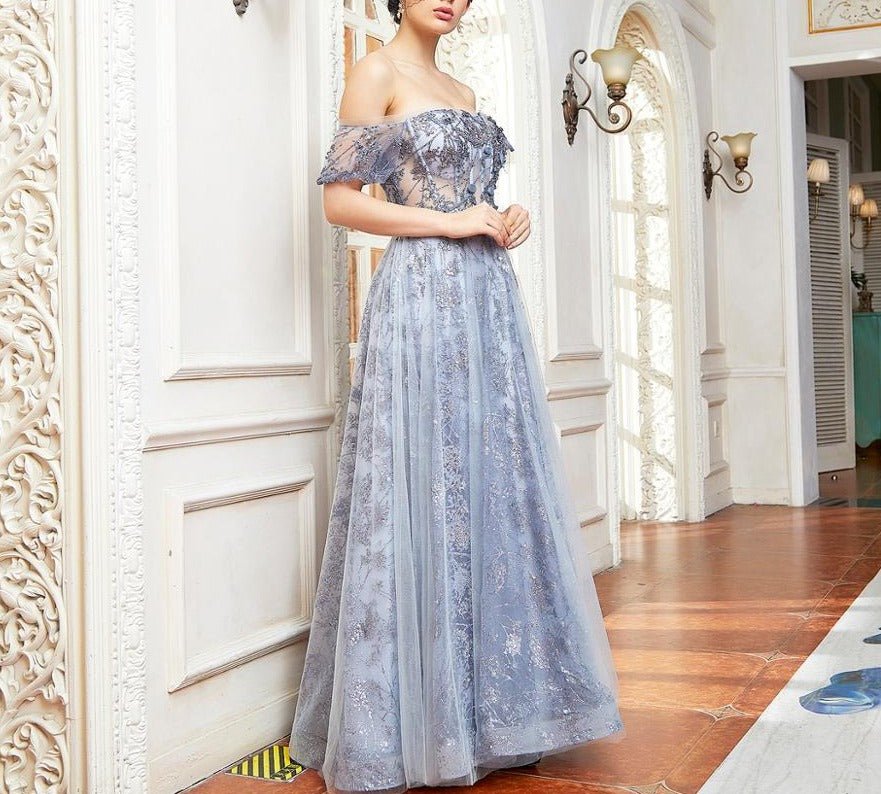 Elegant Shoulder Illusion Prom Dress - Mscooco.co.uk