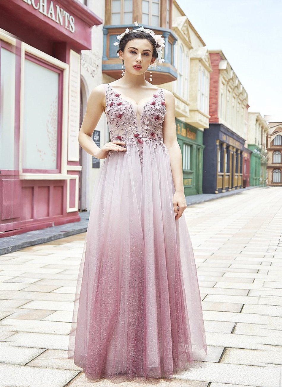 ELLE - Embroidered Sparkle Maxi Dress - Mscooco.co.uk