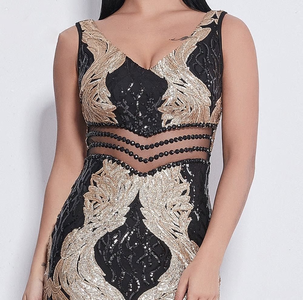 Emerald Sequin Sleeveless Maxi Dress - Mscooco.co.uk