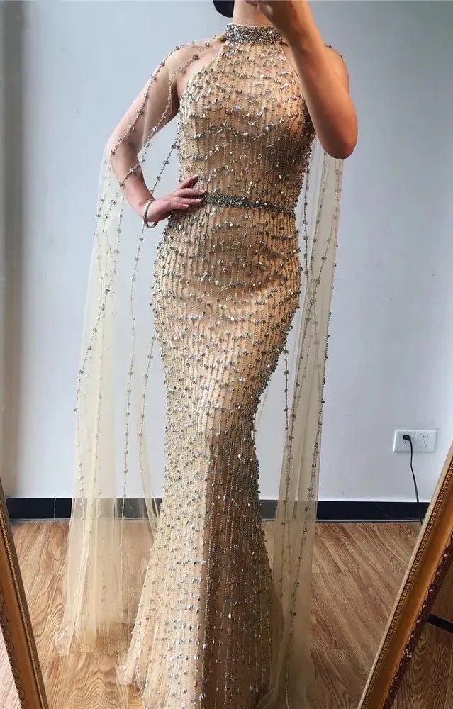 Esmée Beading Illusion Evening Dress - Mscooco.co.uk