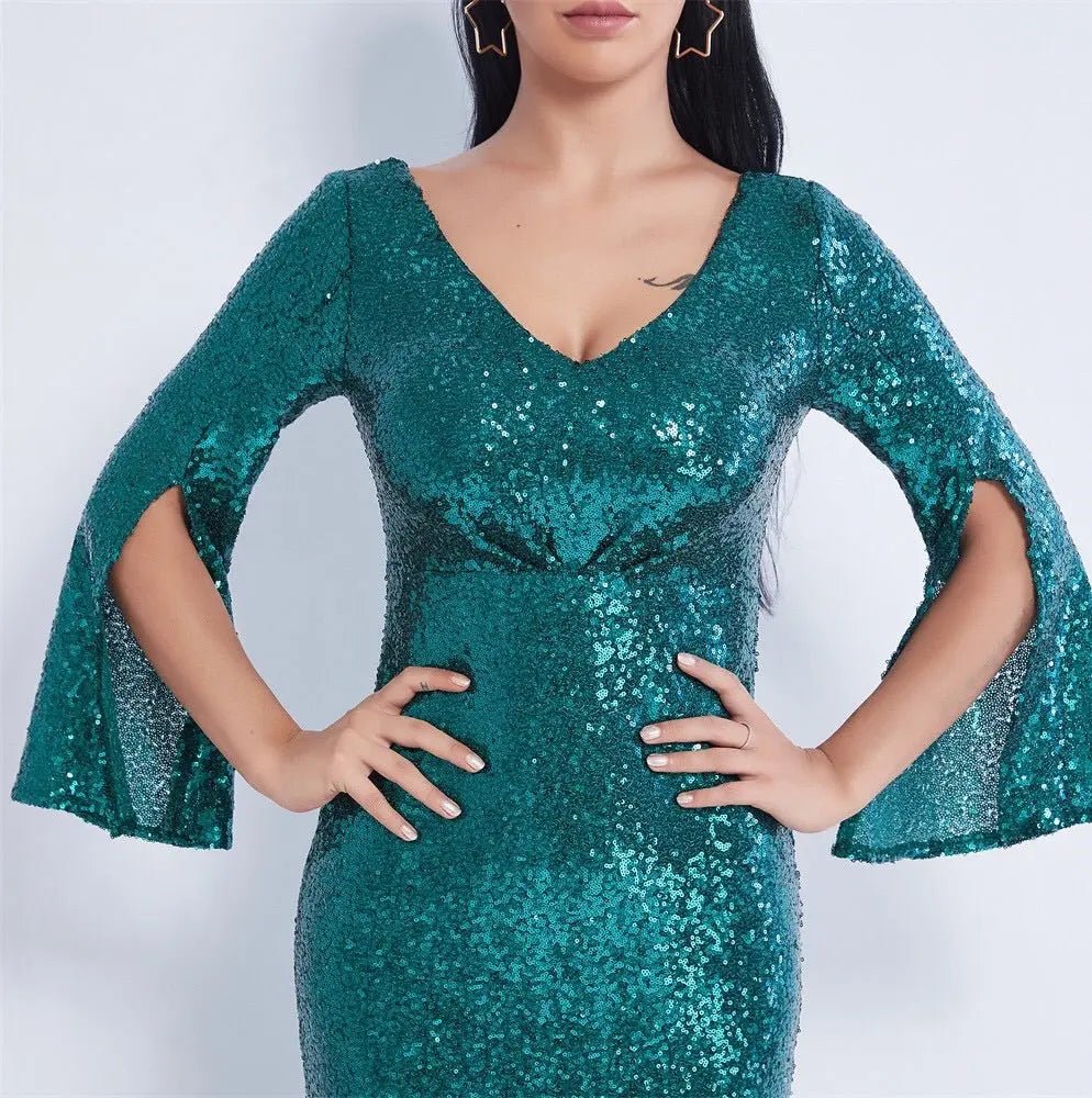Farah Shinny Sequin Long Evening dress - Mscooco.co.uk