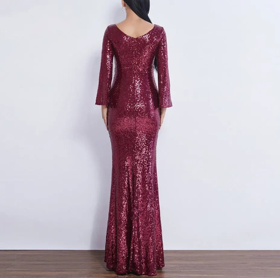 Farah Shinny Sequin Long Evening dress - Mscooco.co.uk