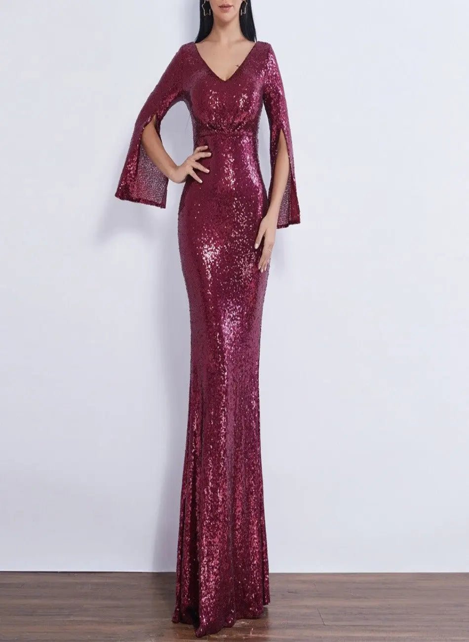Farah Shinny Sequin Long Evening dress - Mscooco.co.uk