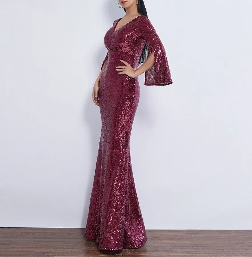 Farah Shinny Sequin Long Evening dress - Mscooco.co.uk