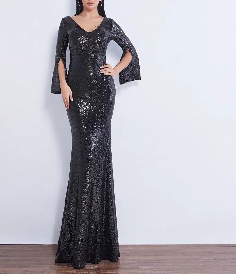 Farah Shinny Sequin Long Evening dress - Mscooco.co.uk