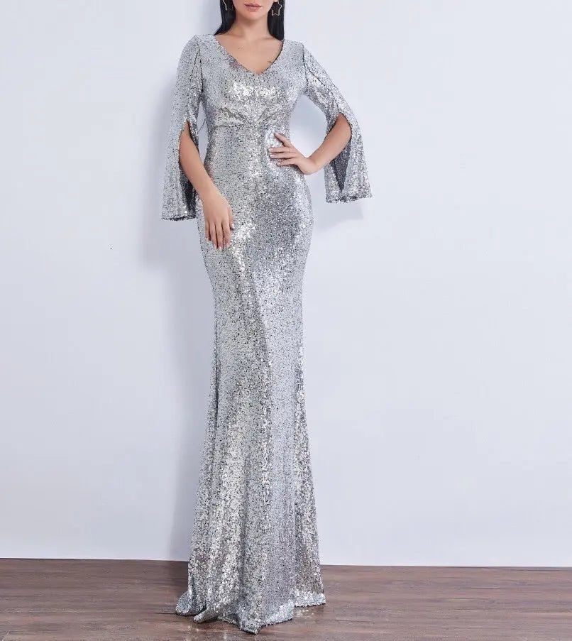 Farah Shinny Sequin Long Evening dress - Mscooco.co.uk