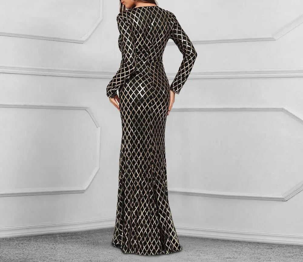 Felicia Long Sleeves Sequins Evening Dress - Mscooco.co.uk