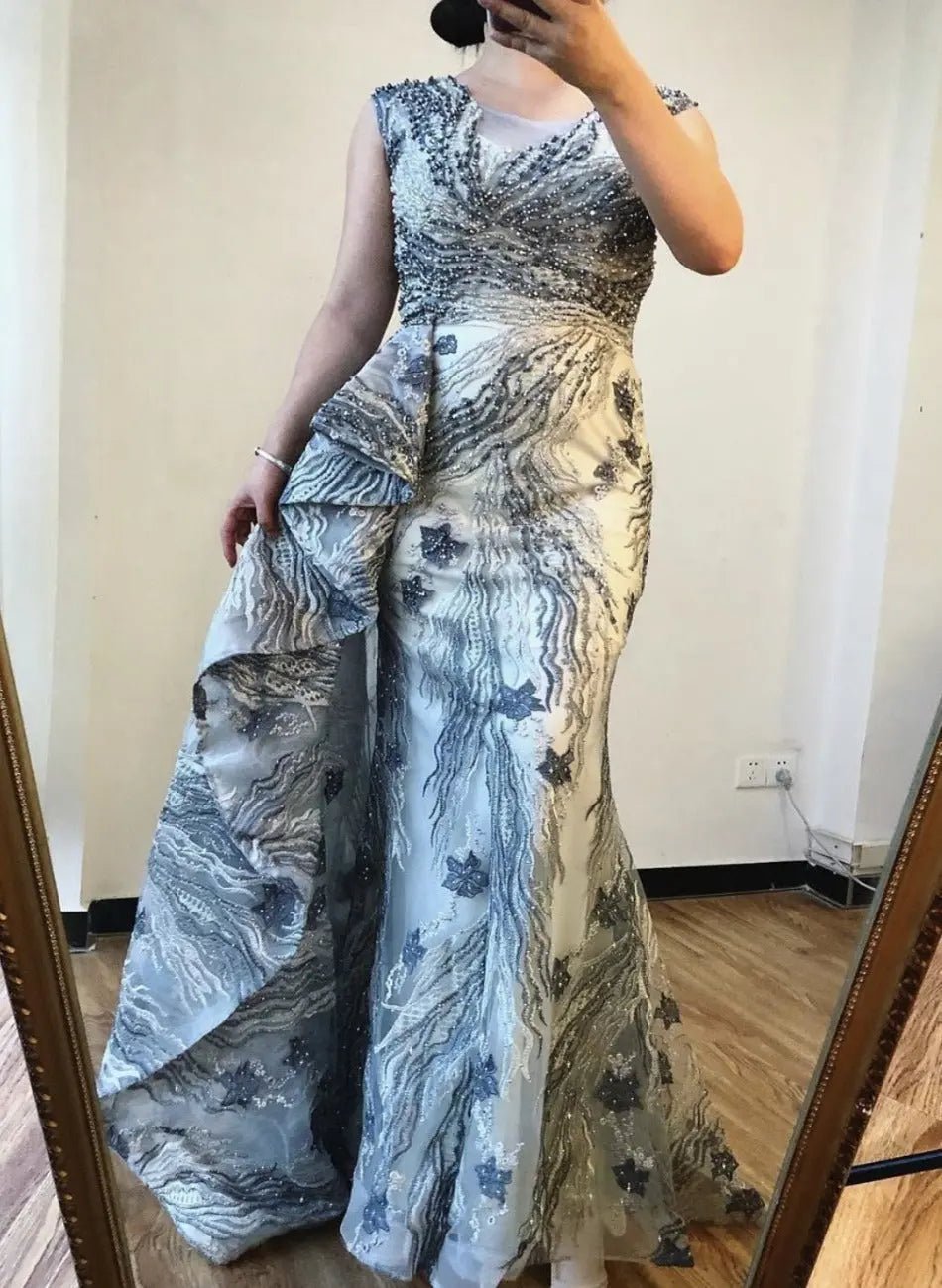 Fiona O-Neck Beading Lace Evening Dress - Mscooco.co.uk