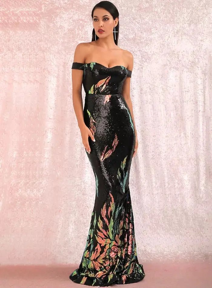 Fishtail Slimming sequins Maxi Dress - Mscooco.co.uk
