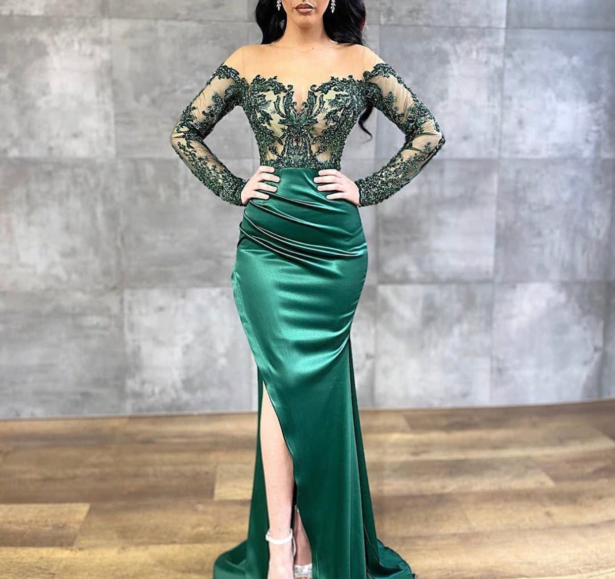 Fleur Mermaid Beading Formal Dress With Overskirt - Mscooco.co.uk