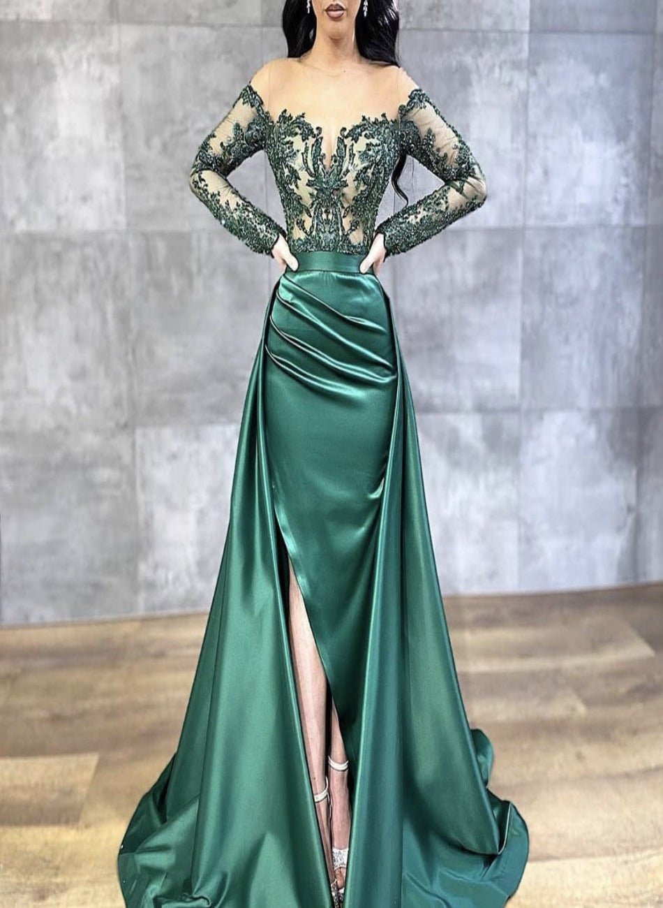 Fleur Mermaid Beading Formal Dress With Overskirt - Mscooco.co.uk