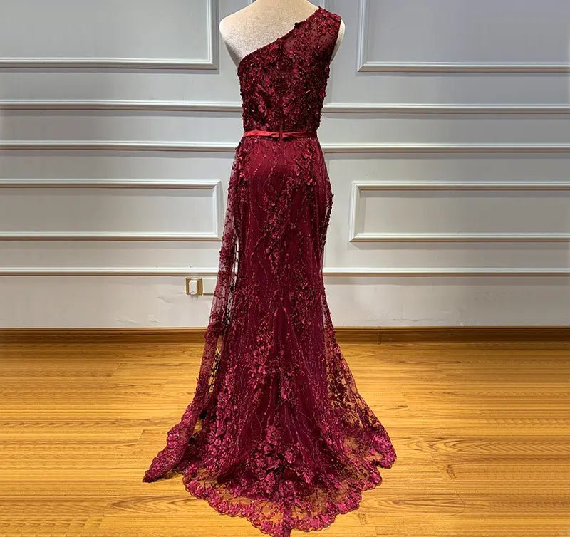 Flowers Pearls One-Shoulder Sexy Luxury Evening Gowns 2020 - Mscooco.co.uk