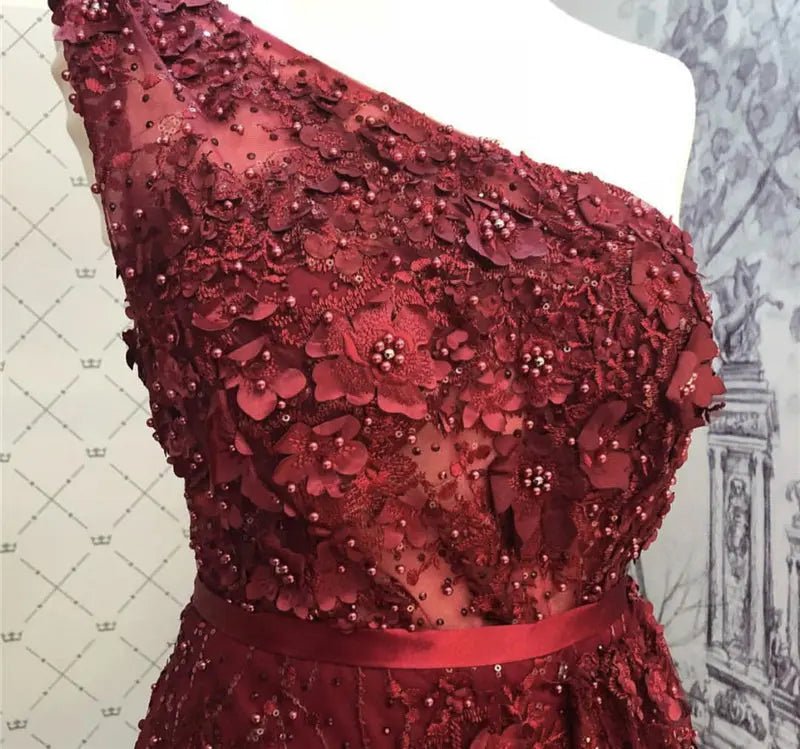Flowers Pearls One-Shoulder Sexy Luxury Evening Gowns 2020 - Mscooco.co.uk